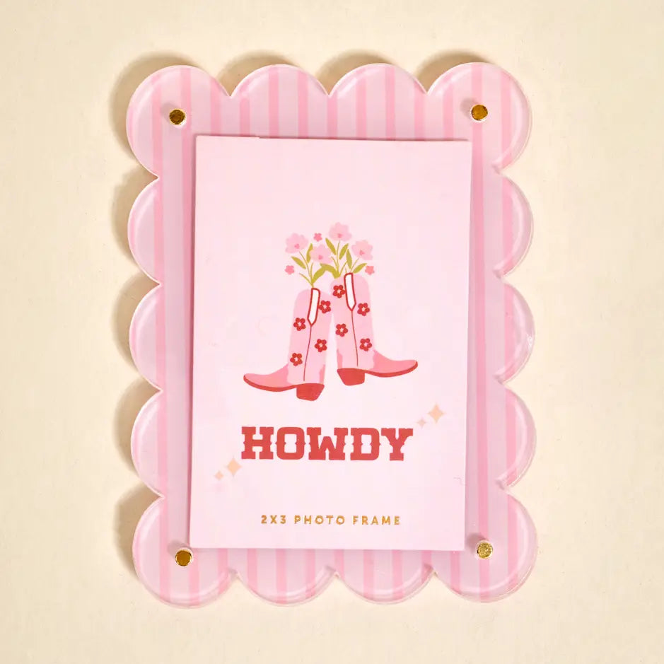 Mini Acrylic Picture Frame Magnet–pink stripes