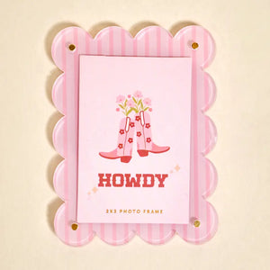 Mini Acrylic Picture Frame Magnet–pink stripes