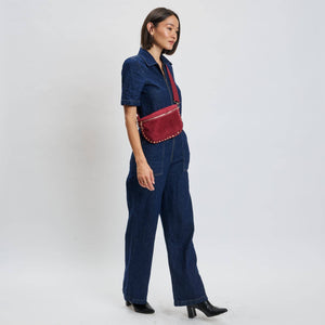 Gizelle-Suede Belt Bag: Wine