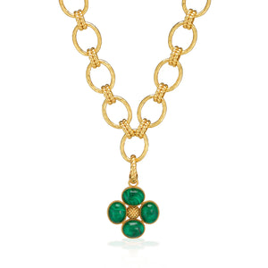 Berry Clover Double Sided Charm/Pendant - malachite