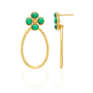 Berry Clover Teardrop Earrings - malachite