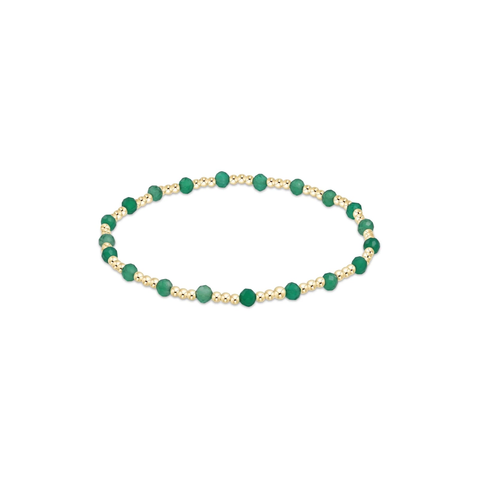 GEMSTONE GOLD SINCERITY PATTERN 3MM BEAD BRACELET - GREEN ONYX