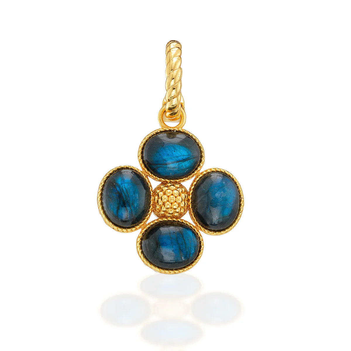 Berry Clover Double Sided Charm/Pendant - blue labradorite