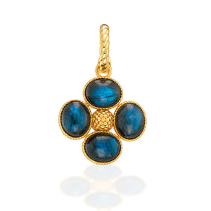 Berry Clover Double Sided Charm/Pendant - blue labradorite