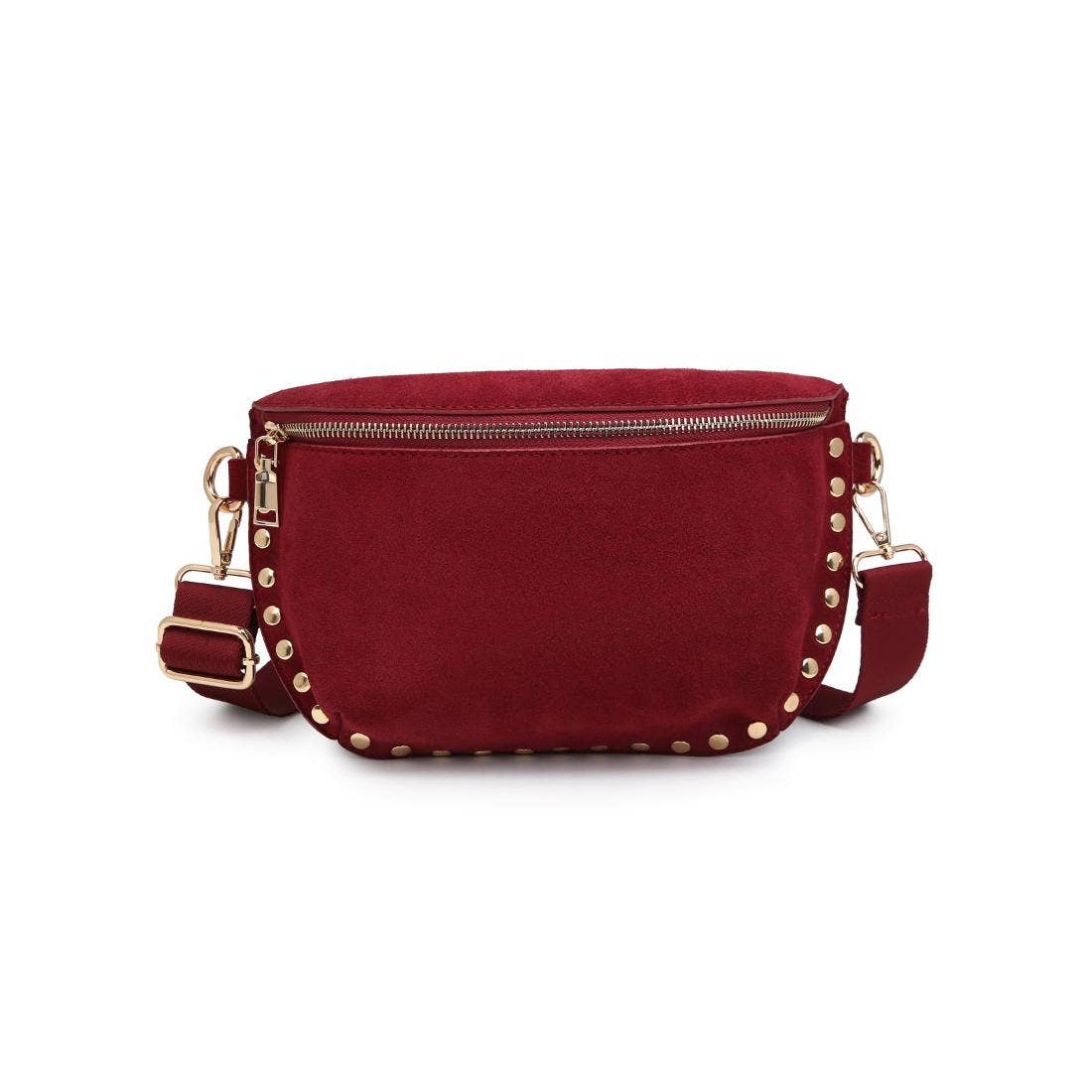 Gizelle-Suede Belt Bag: Wine