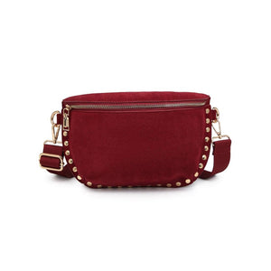 Gizelle-Suede Belt Bag: Wine