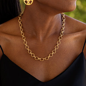 Cleopatra Small Link Necklace, 16"+2" - gold