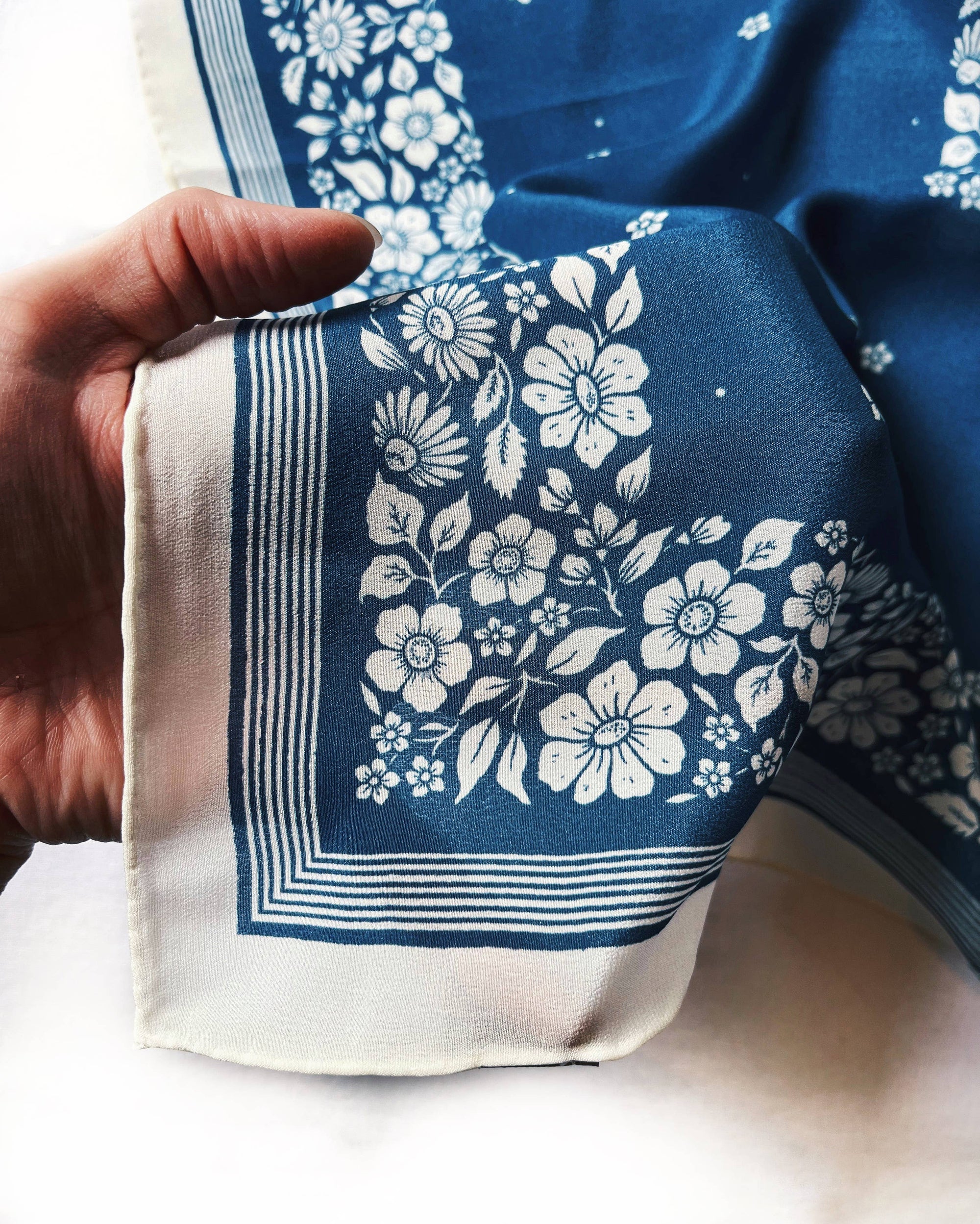 Silk Bandana Scarf -Santorini Floral