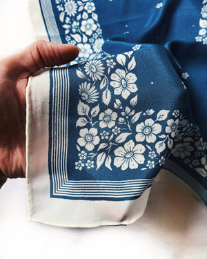 Silk Bandana Scarf -Santorini Floral