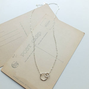 Mother & Daughter Necklace - Linked Circles : Sterling Silver