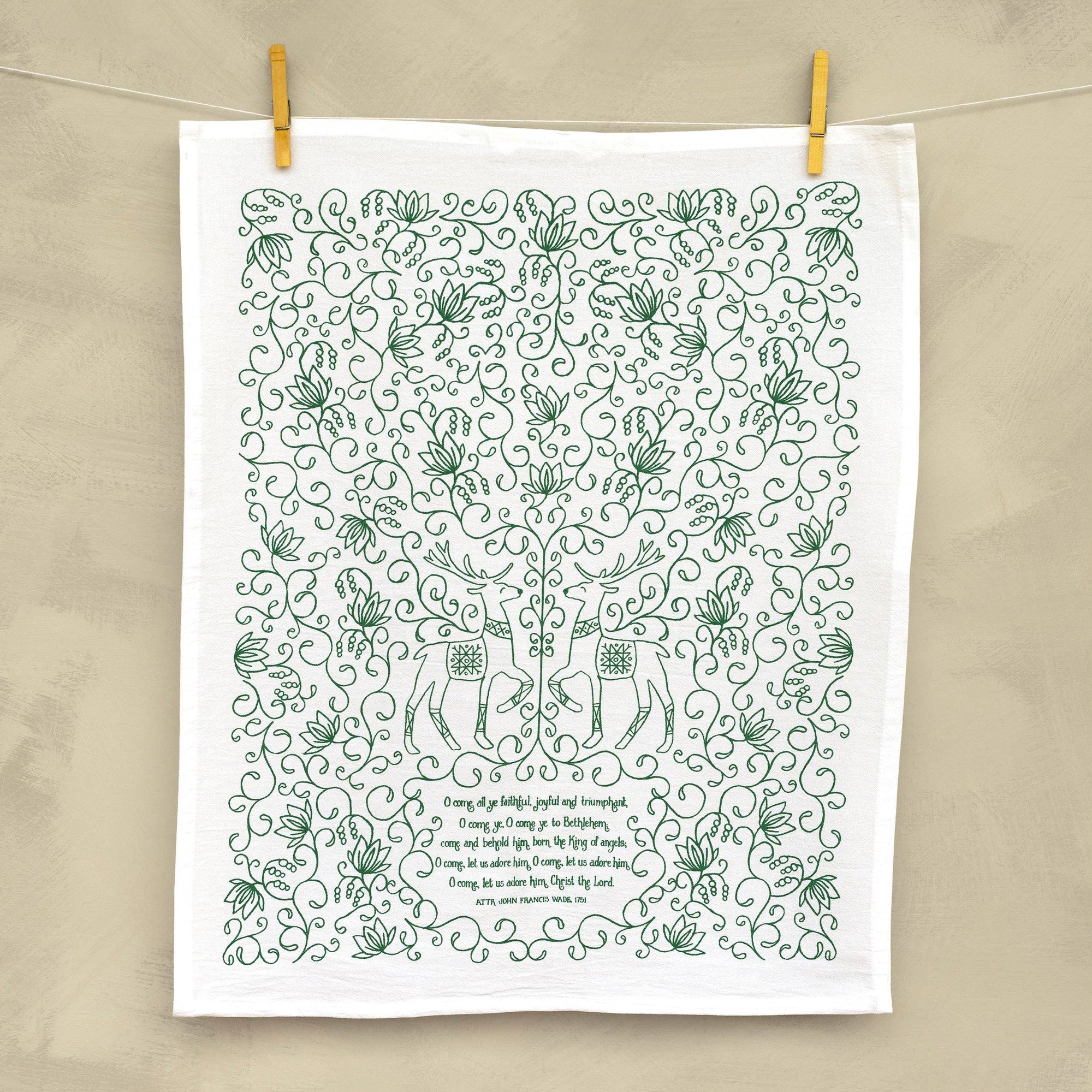 O Come All Ye Faithful Tea Towel