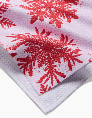 Snowy Days Red Tea Towel