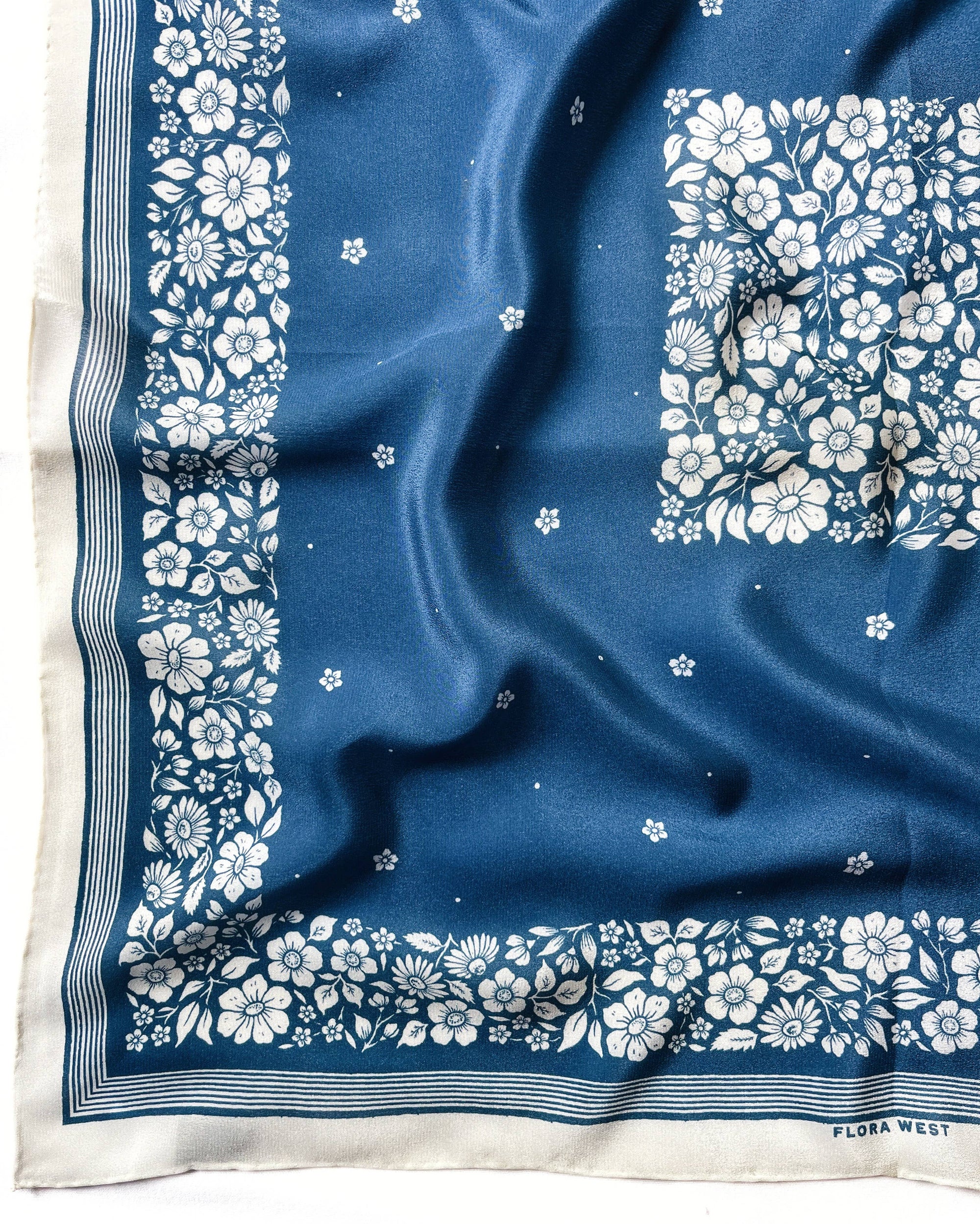 Silk Bandana Scarf -Santorini Floral
