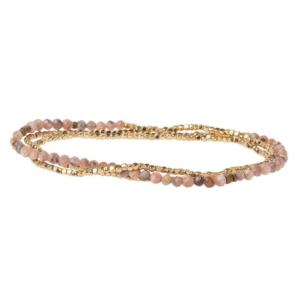 Delicate Stone Wrap - rhodochrosite/gold