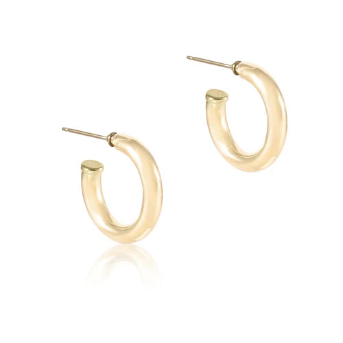 Round gold 1" post hoop earrings - 4mm - smooth
