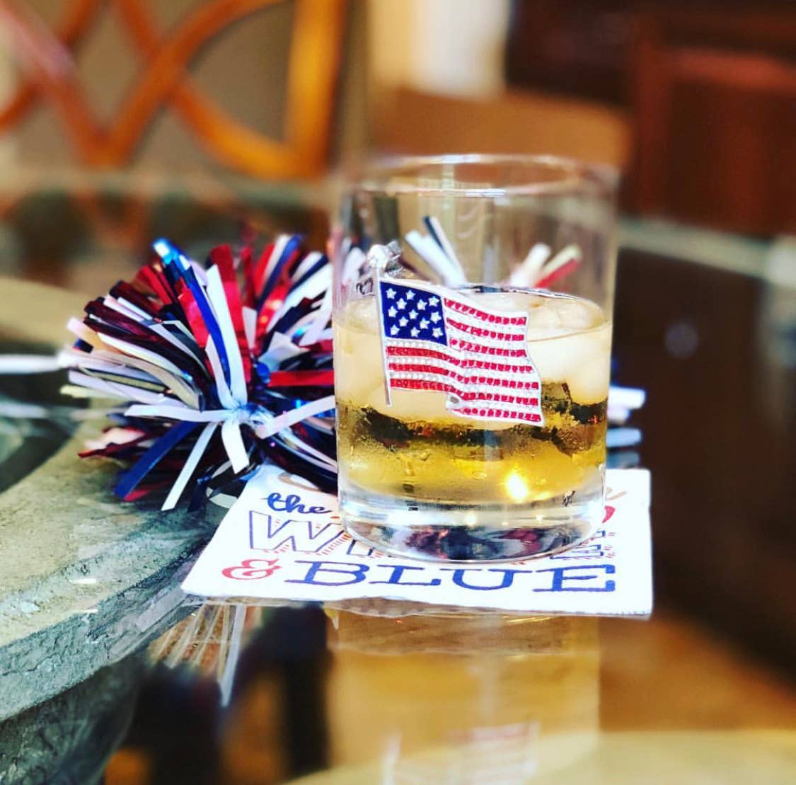 American Flag Old Fashioned Glass