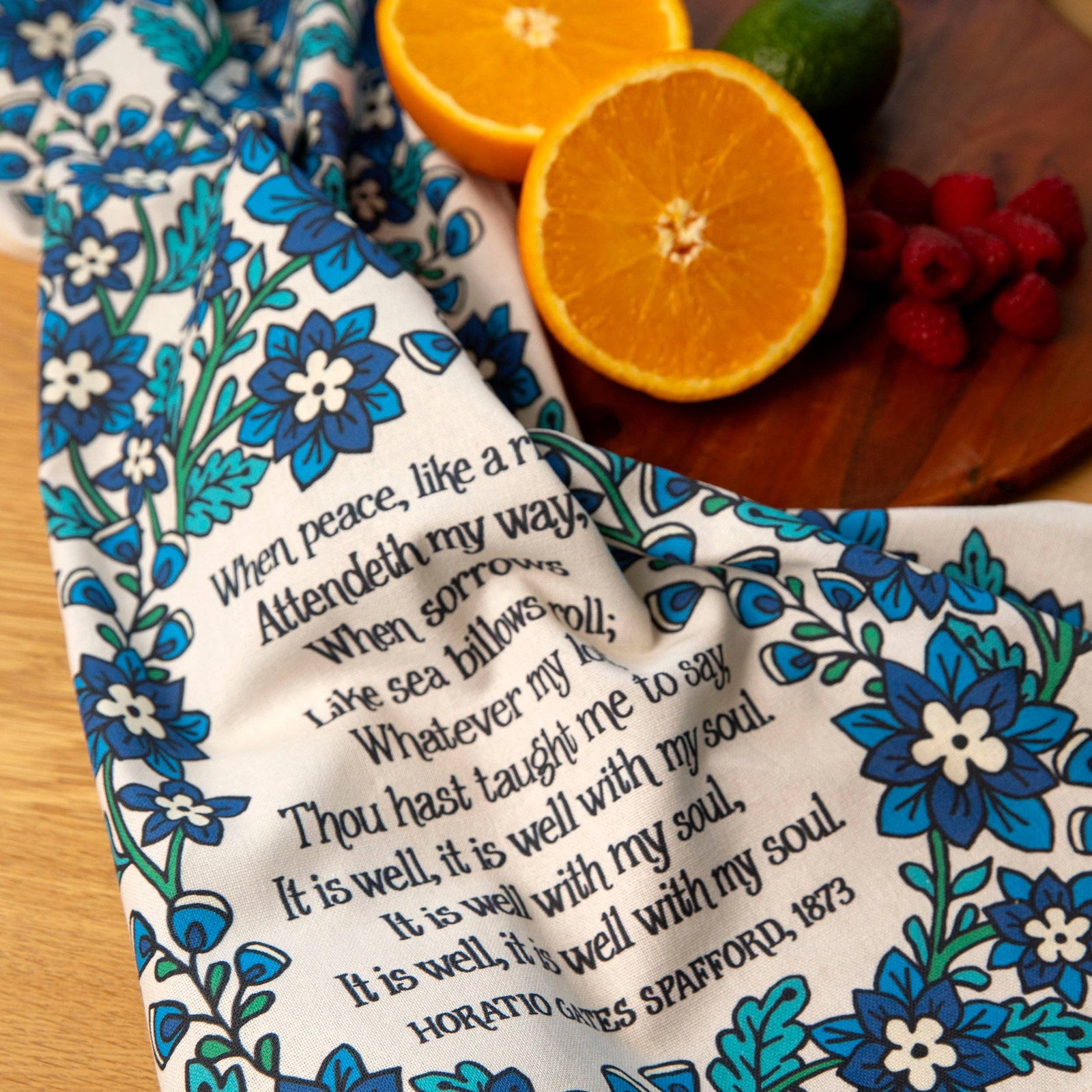 It Is Well Floral Hymn Tea Towel - Full Color