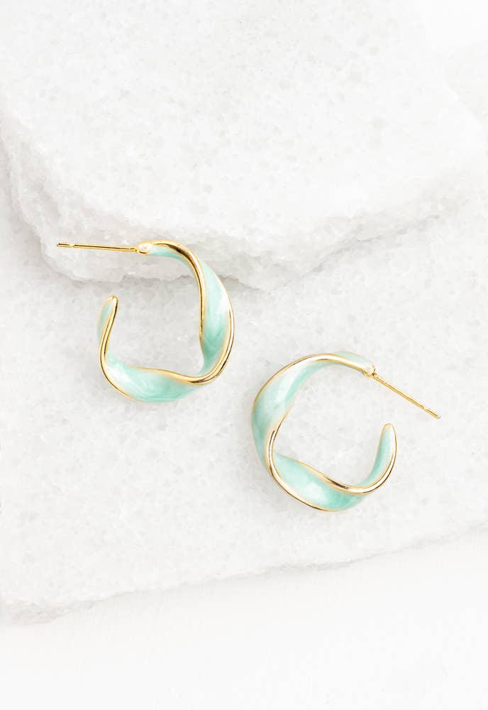 With a Twist Hoops in Mint