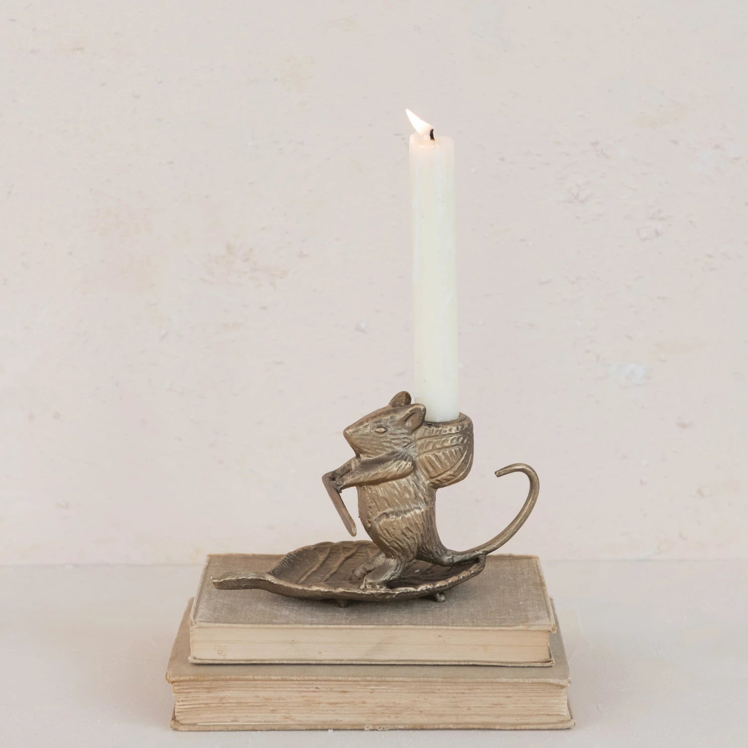 Mouse on Leaf candle holder