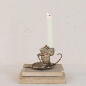 Mouse on Leaf candle holder