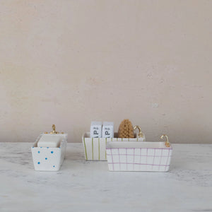 Hand-Painted Stoneware Bathtub Soap Dish