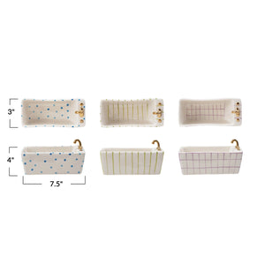 Hand-Painted Stoneware Bathtub Soap Dish