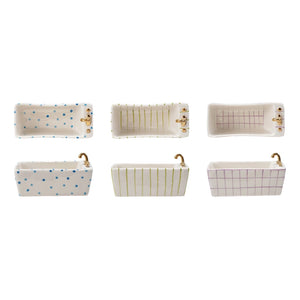 Hand-Painted Stoneware Bathtub Soap Dish