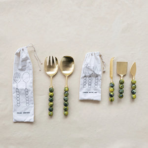 Marbled Green Cheese Knife Set