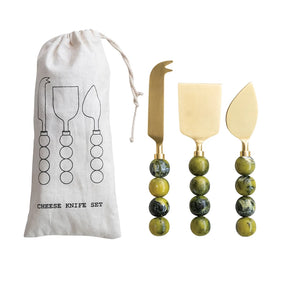 Marbled Green Cheese Knife Set