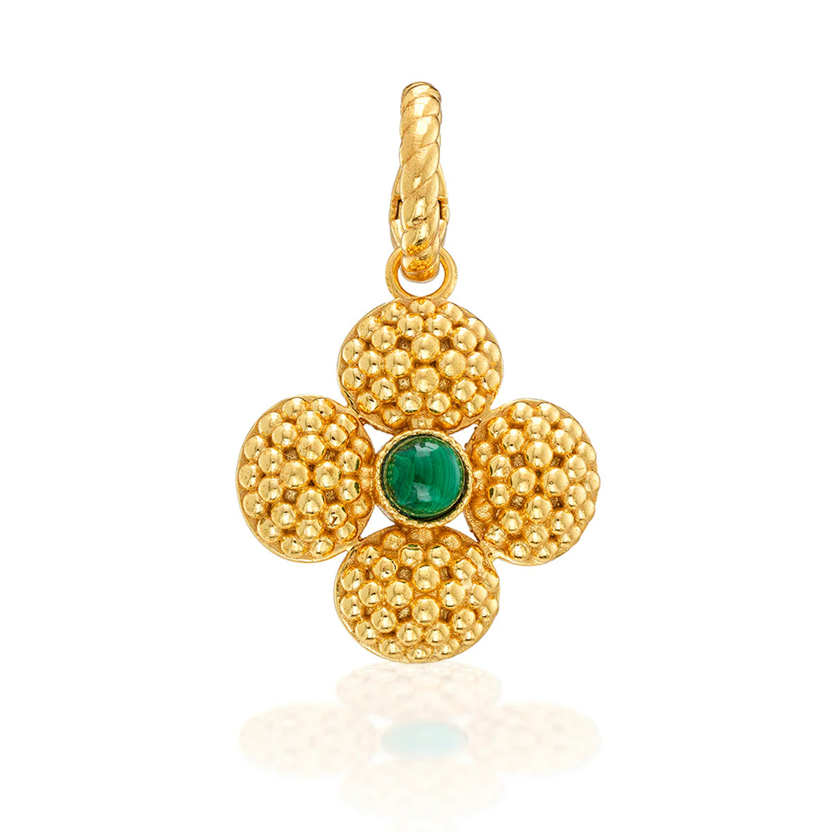 Berry Clover Double Sided Charm/Pendant - malachite