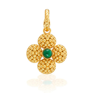 Berry Clover Double Sided Charm/Pendant - malachite