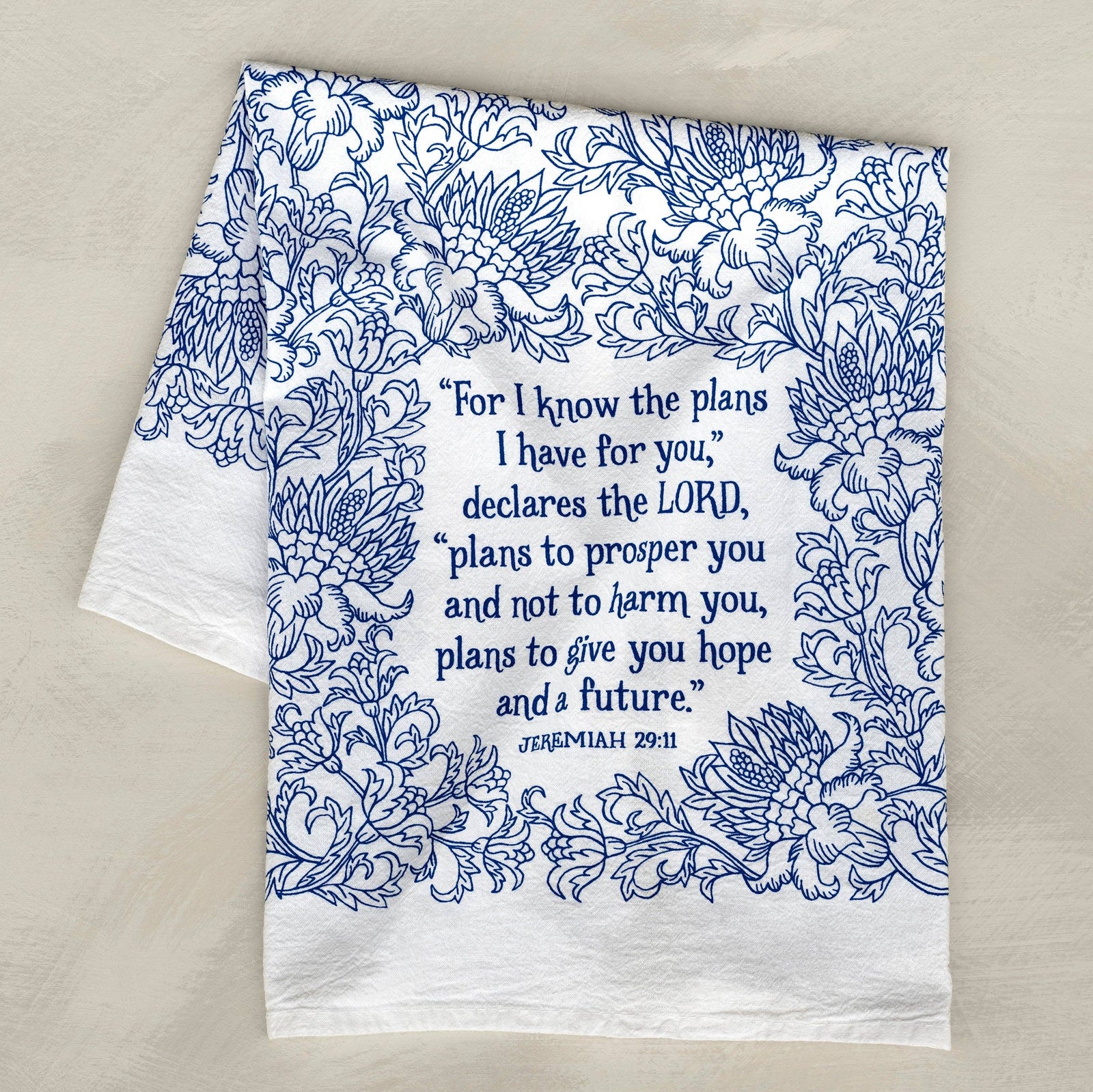 For I Know the Plans Scripture Tea Towel