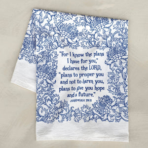 For I Know the Plans Scripture Tea Towel