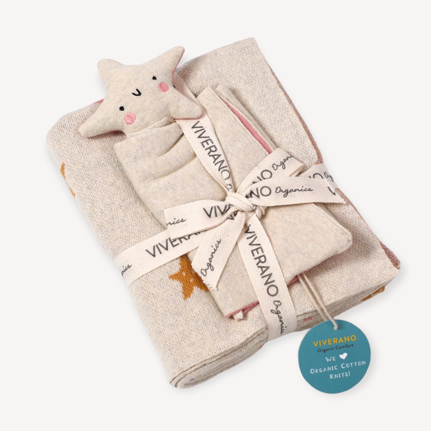 Stars Organic Knit Blanket and Lovey Gift Set
