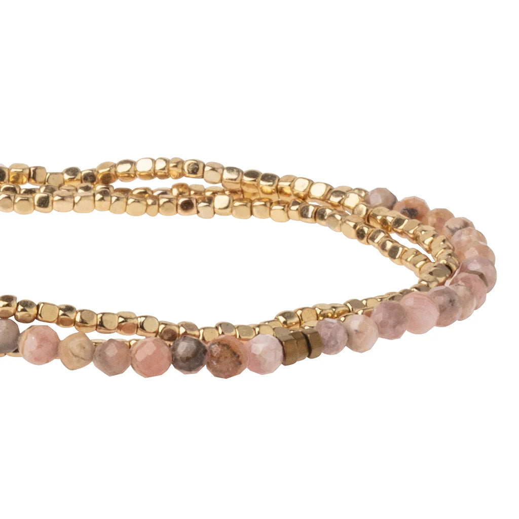 Delicate Stone Wrap - rhodochrosite/gold