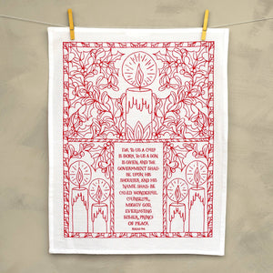 For to Us a Child Is Born Tea Towel