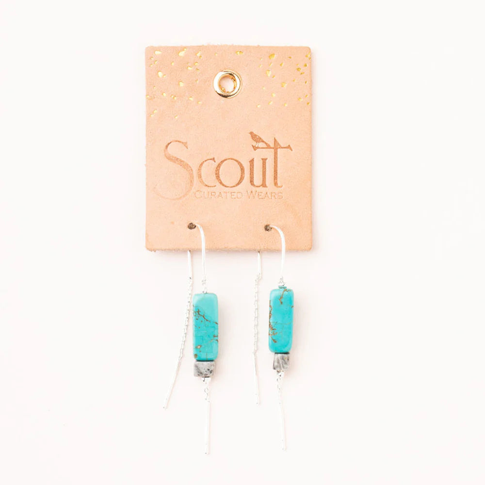 Stone Thread Earrings - turquoise/black/silver
