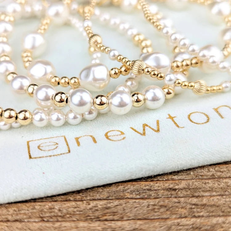 Classic gold beaded bliss 2.5mm bead bracelet- 5mm pearl