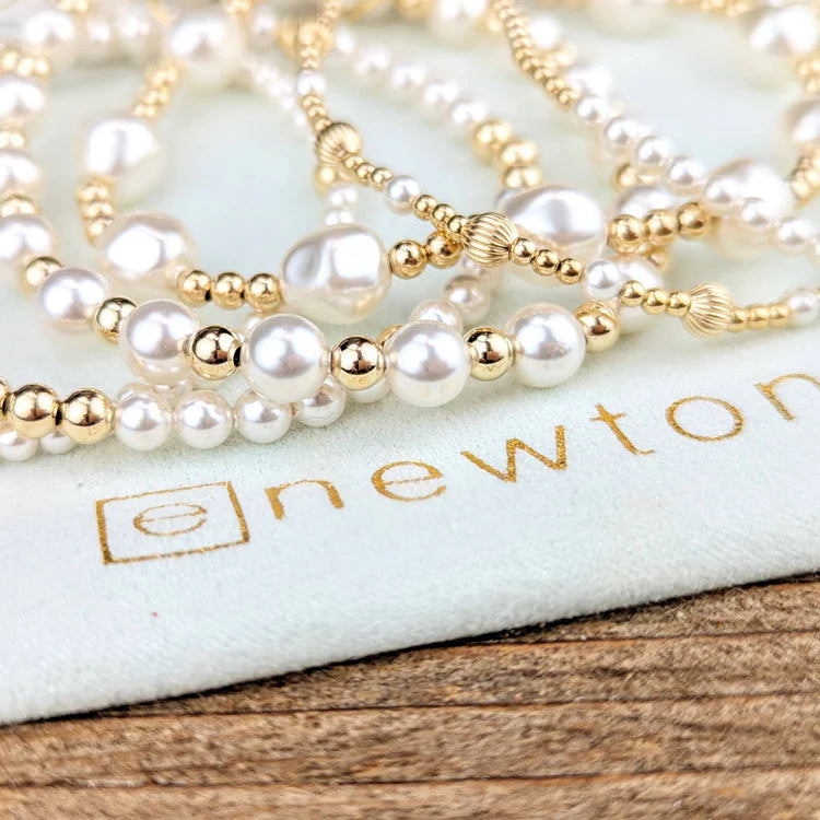 Classic sincerity pattern 4mm bead bracelet - pearl