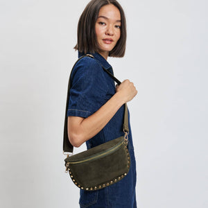 Gizelle-Suede Belt Bag: Tan