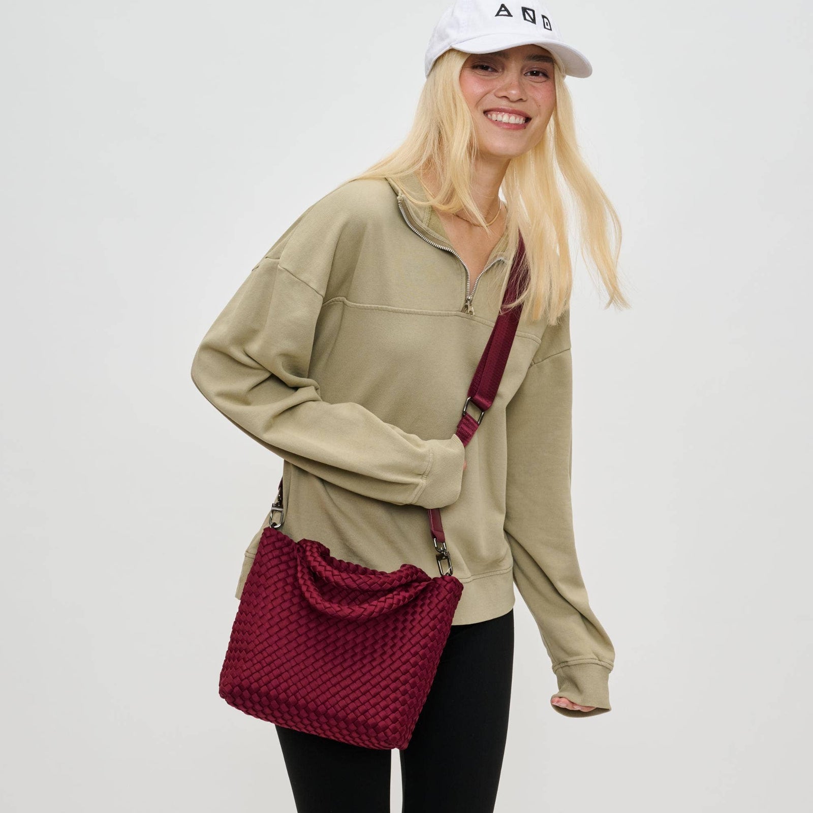 Sky's The Limit - Small Woven Neoprene Crossbody: Wine