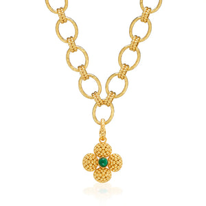 Berry Clover Double Sided Charm/Pendant - malachite