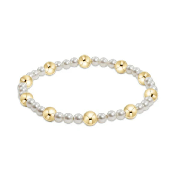 Pearl sincerity pattern 4mm bead bracelet - 6mm gold
