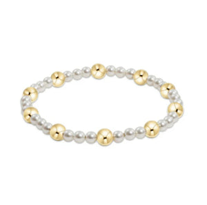 Pearl Sincerity Pattern 4mm Bead Bracelet - 6mm gold
