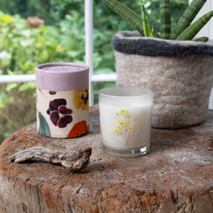 Flora & Fauna Yellow Pansy Flower Candle