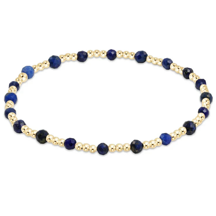 GEMSTONE GOLD SINCERITY PATTERN 3MM BEAD BRACELET - LAPIS