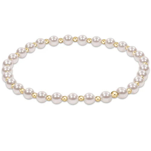 Classic grateful pattern 4mm bead bracelet - pearl