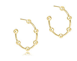 Beaded Simplicity 1" post hoop earrings  - 4mm gold