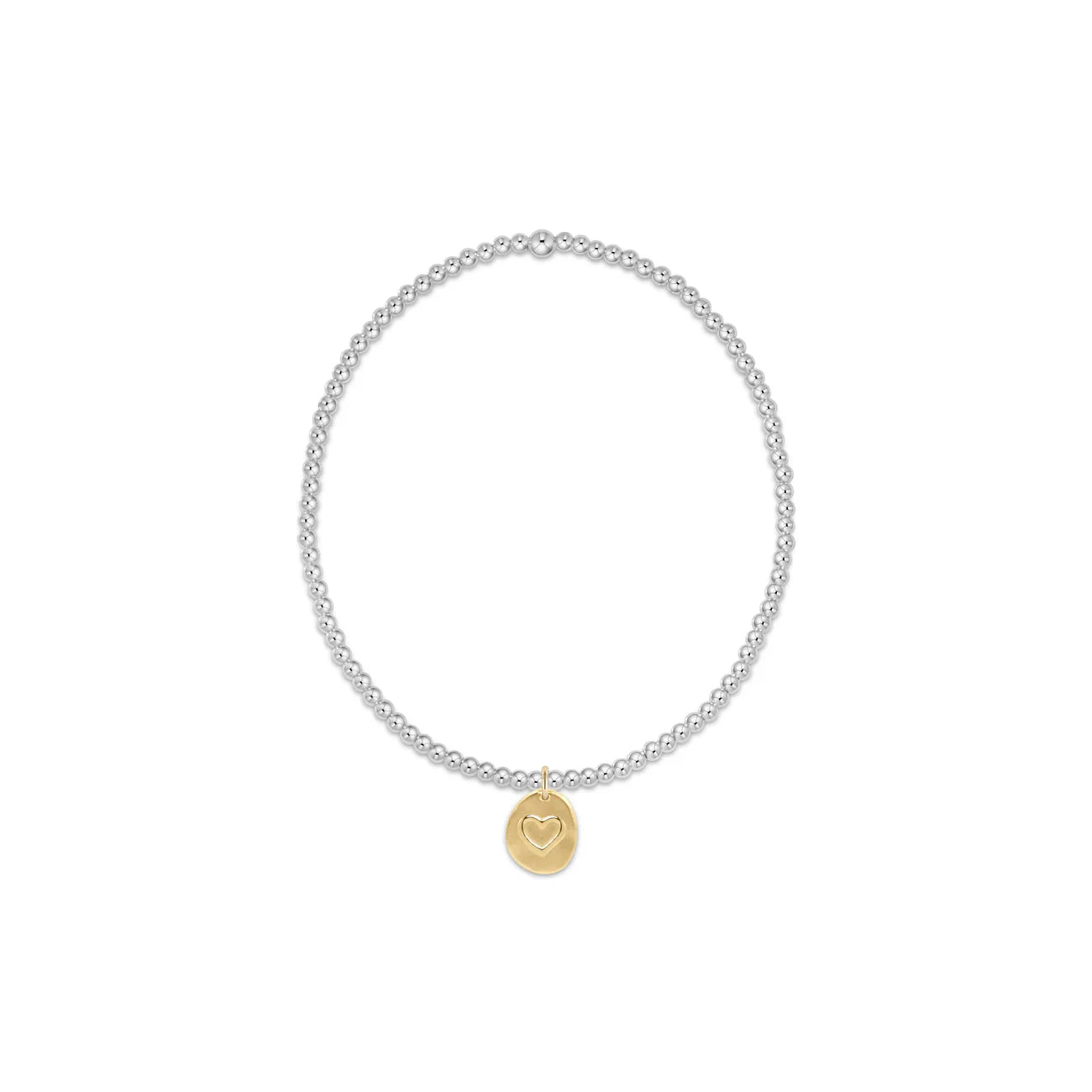 Classic Sterling mixed metal 2mm bead bracelet - Inspire Love small gold charm