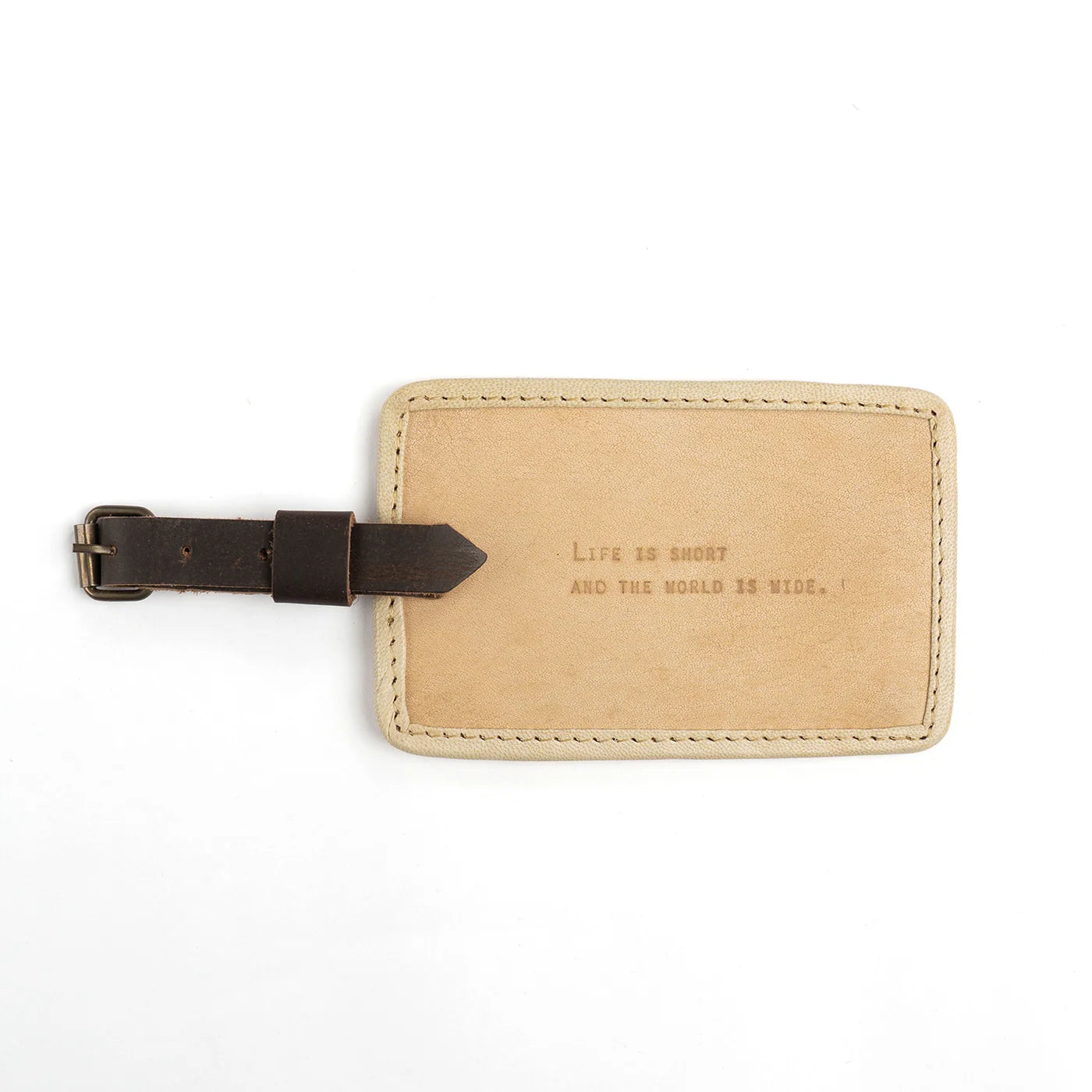 Honey Leather Luggage Tag - Life is short